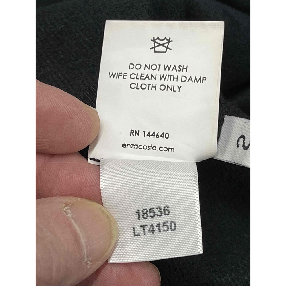 Enza Costa Black Vegan Faux Leather Elastic Waist Ankles Jogger Pants Sz 2 (Med) - Picture 6 of 10